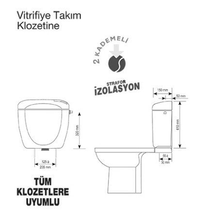 TEMA Siamp Rondo 33201-S1, Καζανάκι Universal Υ/π 3/6 λίτρα, Λευκό.