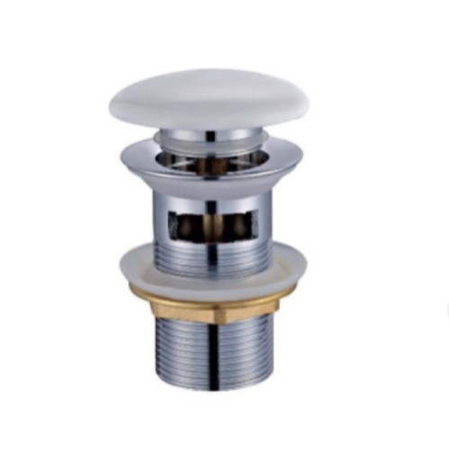 TEMA (95604), Βαλβίδα Νιπτήρος Pop Up, 10,5cm, με Υπερχείληση, Λευκή Κεραμική