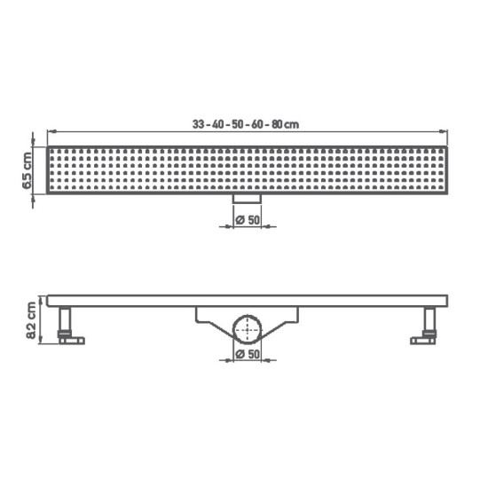 TEMA 93736-1, Κανάλι Ντουζιέρας 60cm με Ρυθμιζόμενο Ύψος και Μόνωση.