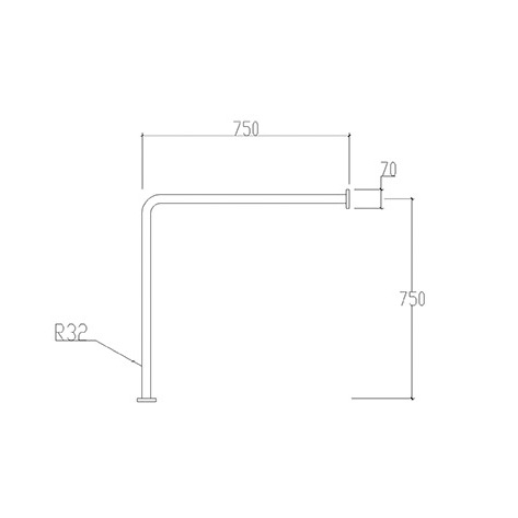 ΤΕΜΑ 82004  ΑΜΕΑ Μπάρα Στήριξης με 1 Πόδι, 75x75cm INOX CHROME