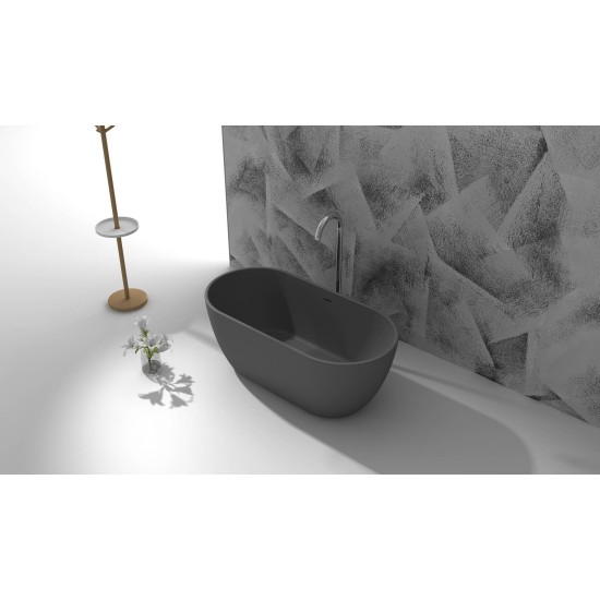Acrilan Evelyn Velour Grey Matte, Λουτήρας Ελεύθερης Τοποθέτησης 80x165