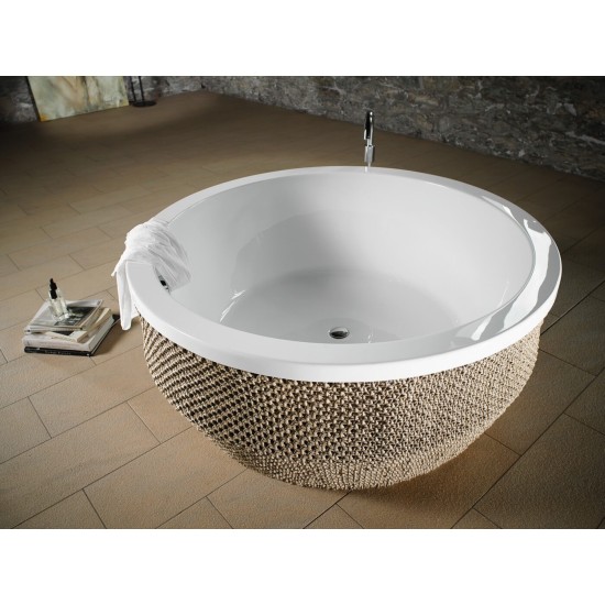 Acrilan Coral Vekour Matte Maxx Coat, Κυκλικός Λουτήρας 150x150, Λευκός