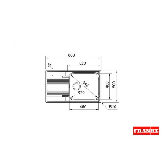 Franke Smart SRX611-86 LB, 86x50, Inox Λείος
