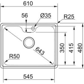 Franke Bell BCX 610-55, Ανοξείδωτος νεροχύτης 61x48cm, Inox