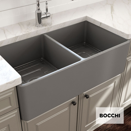 Bocchi Νεροχύτης Farmhouse 1 Όψης 84X46cm Grey Matt