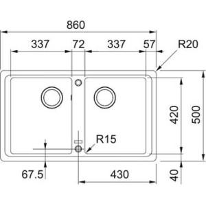 FRANKE ΝΕΡ.BASIS 620 BEIGE 86Χ50