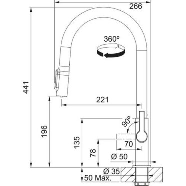 Franke Maris Slim Filtration Ντους, Τρίωδη Μπαταρία Κουζίνας (Χωρίς Φίλτρα) Chrome