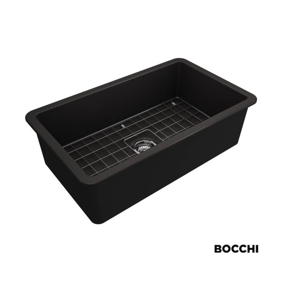 Bocchi Νεροχύτης Farmhouse Clean Plus+ 81X48cm Black Matt