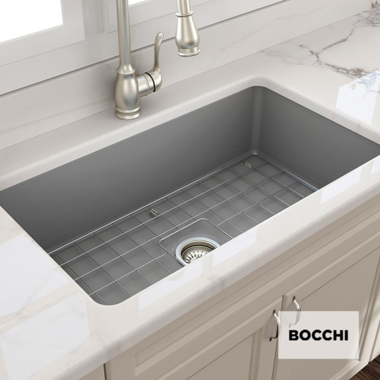 Bocchi Νεροχύτης Farmhouse Clean Plus+ 81X48cm Grey Matt