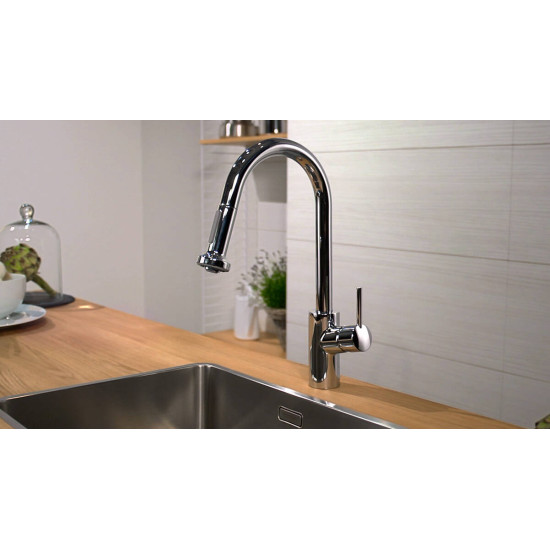 Hansgrohe Talis M52, Μπαταρία κουζίνας 220, με αποσπώμενο ντους, Χρωμέ