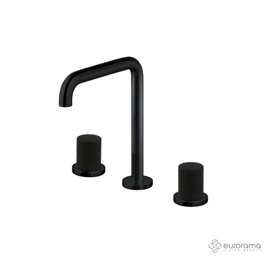 Eurorama Oso Μπαταρία Νιπτήρος 3 Οπών Black Matt