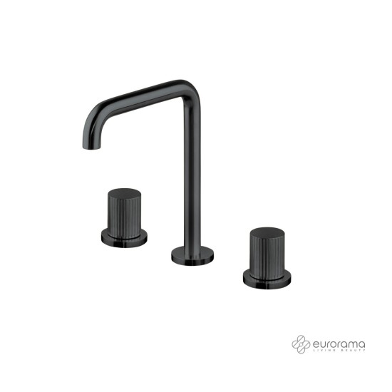 Eurorama Oso Μπαταρία Νιπτήρος 3 Οπών Black Brushed