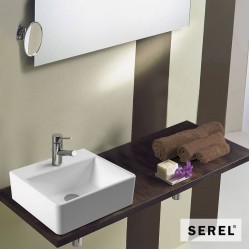 Serel Tetra, Επιτραπέζιος - Κρεμαστός Νιπτήρας 40x35cm, Λευκός Serel Tetra, Επιτραπέζιος - Κρεμαστός Νιπτήρας 40x35cm, Λευκός