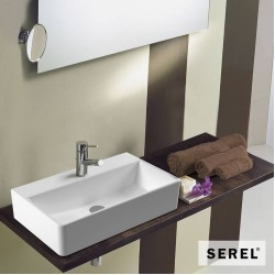 Serel Tetra, Επιτραπέζιος - Κρεμαστός Νιπτήρας 60x35cm, Λευκός Serel Tetra, Επιτραπέζιος - Κρεμαστός Νιπτήρας 60x35cm, Λευκός