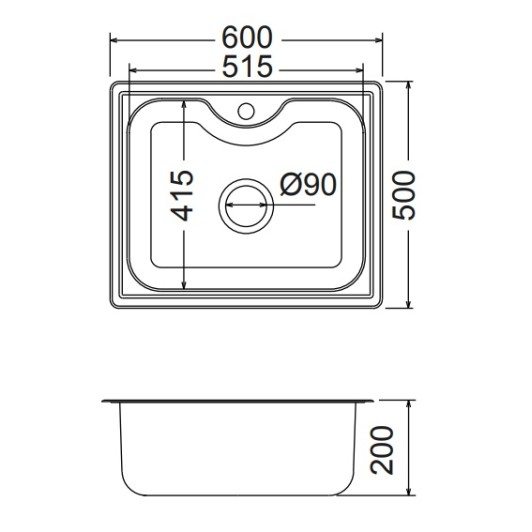 Fortinox Νεροχύτης Arena 60X50cm Λείος