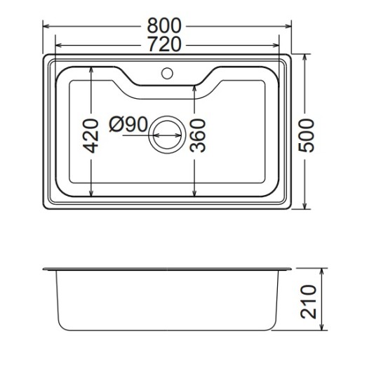 Fortinox Νεροχύτης Arena 80X50cm Λείος