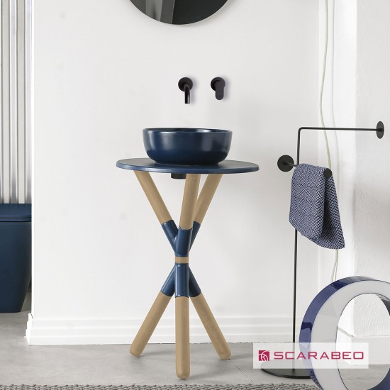 Scarabeo Cross, Έπιπλο μπάνιου Φ52cm, Υψος 76cm χωρίς οπή, Antique Ocean 56 (Blu)