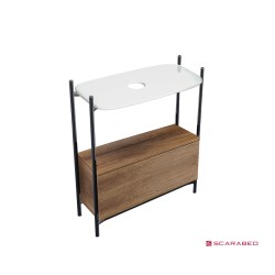 Scarabeo Laila 75 / Hi-Box, Pearl / Rovere, Έπιπλο μπάνιου 74x43x77,5cm, χωρίς οπή (για μπαταρία τοί