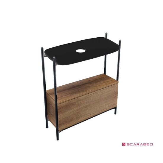 Scarabeo Laila 75 / Hi-Box, Ardesia / Rovere, Έπιπλο μπάνιου 74x43x77,5cm, χωρίς οπή (για μπαταρία τ