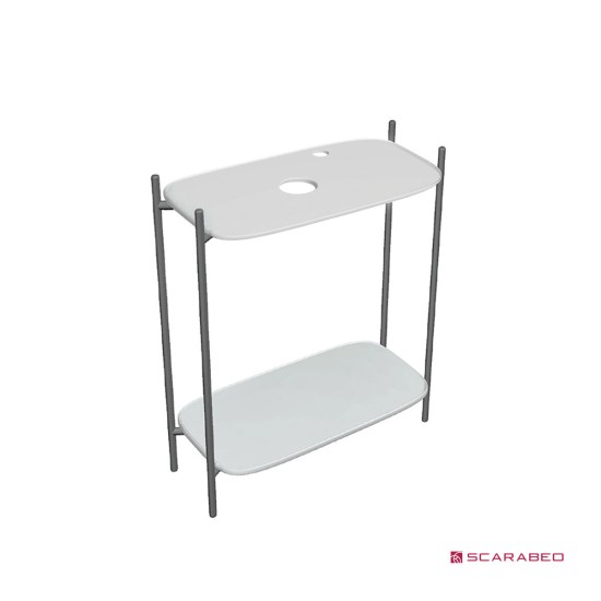 Scarabeo Έπιπλο μπάνιου LAILA 75 / Shelf / Pearl, 74 x 43 x υ.77,5 εκ., με οπή δεξιά.