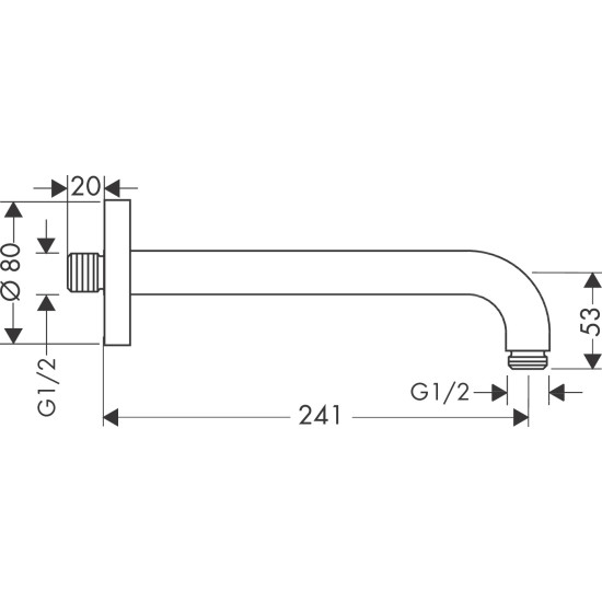 Hansgrohe, Βραχίονας 24,1cm για κεφαλή ντούζ, Χρωμέ.
