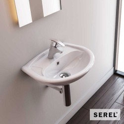 Serel, Επίτοιχος Νιπτήρας 45x35cm, Λευκός Serel, Επίτοιχος Νιπτήρας 45x35cm, Λευκός