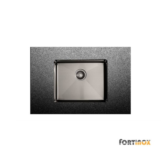 Fortinox Squadro 55x44cm, Υποκαθήμενος Νεροχύτης, Inox Black Brushed