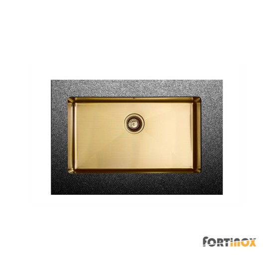 Fortinox Squadro 75x44cm, Υποκαθήμενος Νεροχύτης, Inox Gold Brushed