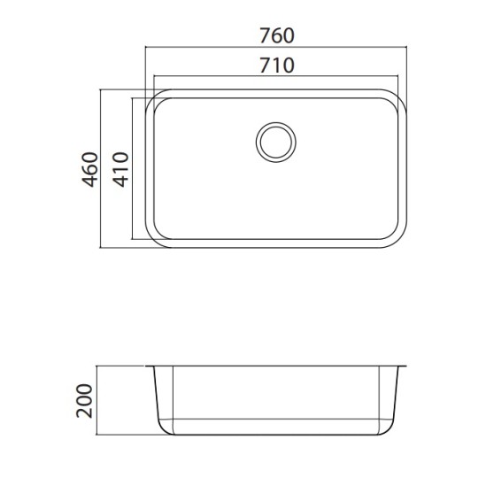 Fortinox Νεροχύτης Valley 76X46cm Λείος Υποκαθήμενος