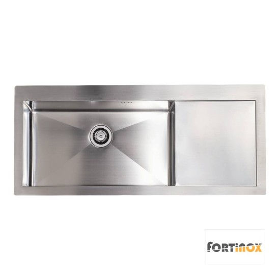 Fortinox Squadro 116x51cm, Ένθετος Νεροχύτης, Inox Λείος Αριστερός
