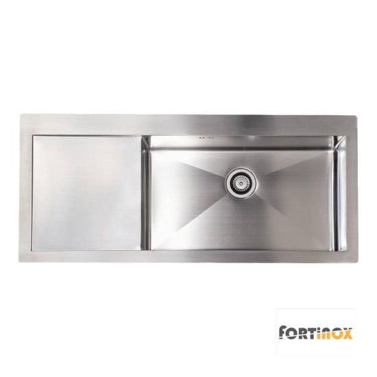 Fortinox Squadro 116x51cm, Ένθετος Νεροχύτης, Inox Λείος Δεξιός