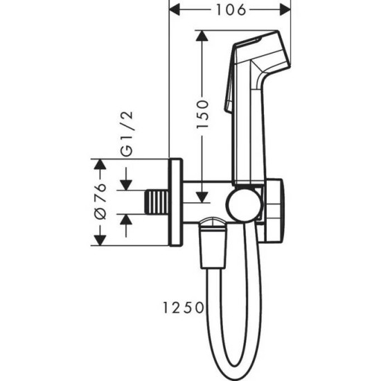 Hansgrohe, Επίτοιχο Σύστημα Μπιντέ (Κρύο Νερό), Χρωμέ