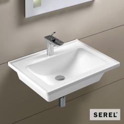 Serel Slim, Νιπτήρας Κρεμαστός - Επικαθήμενος, 60x46cm, Λευκός Serel Slim, Νιπτήρας Κρεμαστός - Επικαθήμενος, 60x46cm, Λευκός