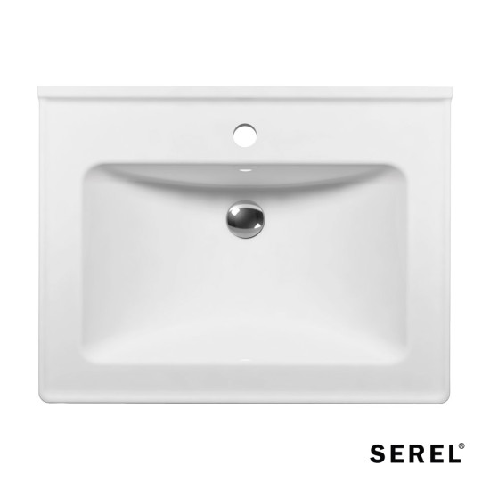 Serel Slim, Νιπτήρας Κρεμαστός - Επικαθήμενος,  60x46cm, Λευκός