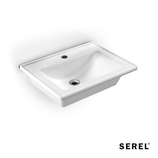 Serel Slim, Νιπτήρας Κρεμαστός - Επικαθήμενος,  60x46cm, Λευκός