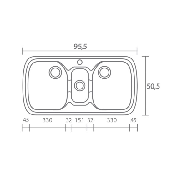 Sanitec Classic 303, Νεροχύτης 96x51cm, White