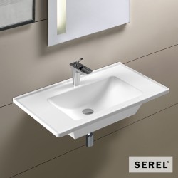 Serel Slim, Νιπτήρας Κρεμαστός - Επικαθήμενος, 80x46cm, Λευκός Serel Slim, Νιπτήρας Κρεμαστός - Επικαθήμενος, 80x46cm, Λευκός