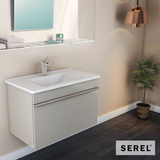 Serel Slim, Νιπτήρας Κρεμαστός - Επικαθήμενος, 100x46cm, Λευκός