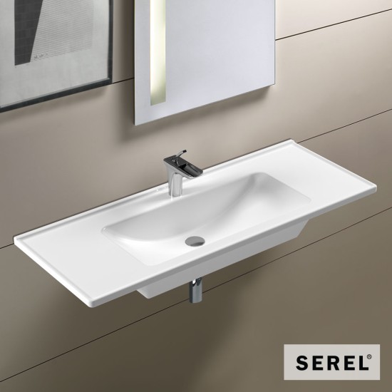 Serel Slim, Νιπτήρας Κρεμαστός - Επικαθήμενος, 120x46cm, Λευκός