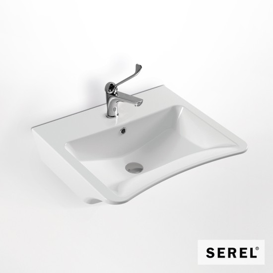 Serel, Νιπτήρας 67,5x55,5cm εργονομικού σχεδιασμού, Λευκός