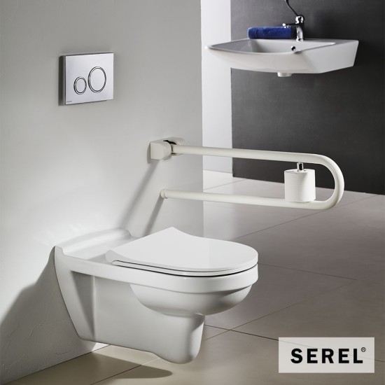Serel, Επίτοιχη Λεκάνη Προβολής 70cm με Κάλυμμα Βακελιτη, Slim soft-close