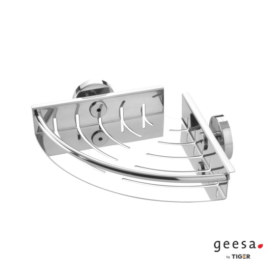 Geesa Tiger, Γωνιακή Σπογγοθήκη - Μπουκαλοθήκη 19,5x19,5x5cm, Chrome