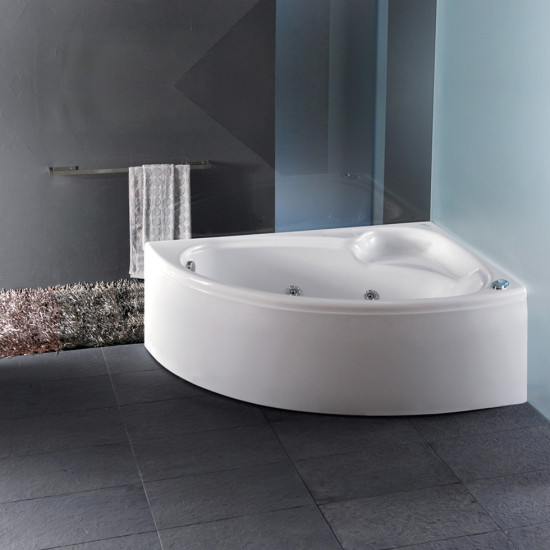 Carron Dove 155x95cm, Μπανιέρα Ασσύμετρη Δεξιά Υδρομασάζ 1,75hp Carronite, Λευκή