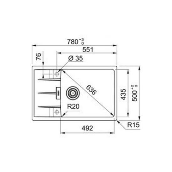 Franke Centro CNG 611-78, Αντιστρεφόμενος Γρανιτένιος Νεροχύτης 78x50cm, Polar White