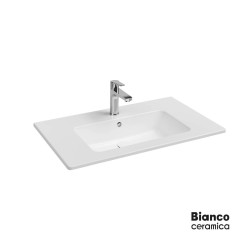 Bianco Ceramica Flat, Νιπτήρας 81,5x46,5cm, με 1 Οπή, Λευκός