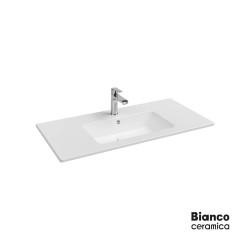 Bianco Ceramica Flat, Νιπτήρας 101,5x46,5cm, με 1 Οπή, Λευκός