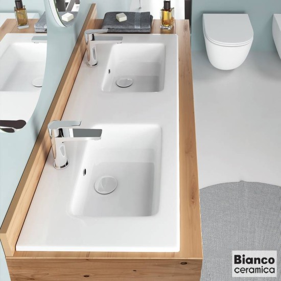 Bianco Ceramica Flat, Νιπτήρας Επίπλων 121,5x46,5cm, White