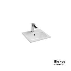 Bianco Ceramica, Νιπτήρας 40x36cm, με 1 Οπή, Λευκός