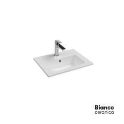 Bianco Ceramica, Νιπτήρας 50x36cm, με 1 Οπή, Λευκός
