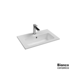 Bianco Ceramica, Νιπτήρας 60x36cm, με 1 Οπή, Λευκός
